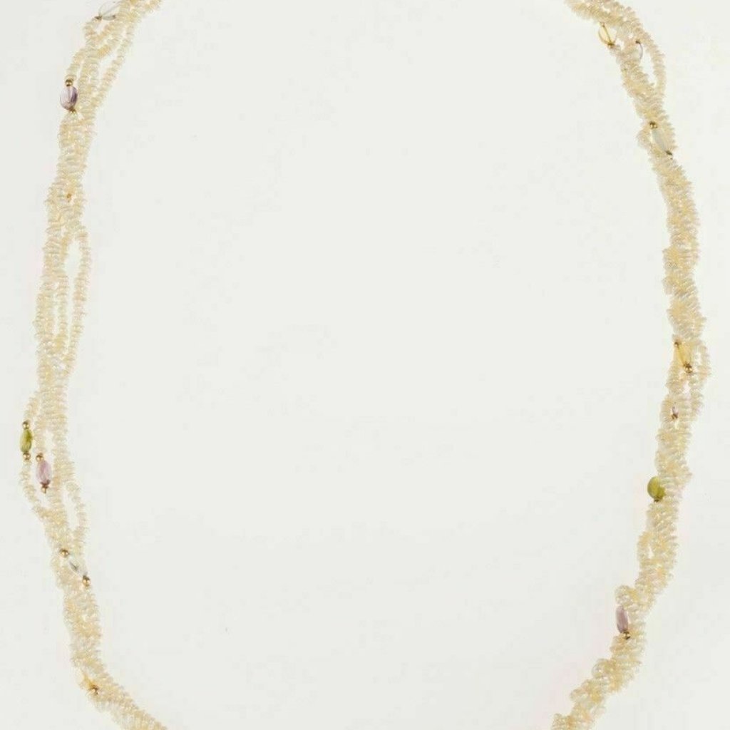 14 Kt Gold Freshwater Pearl Bead Gemstone Torsade Necklace